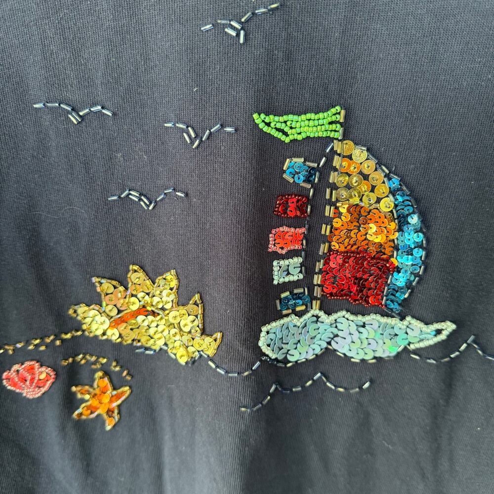 Quacker Factory Sequin Sailing Nautical Navy Blue… - image 4